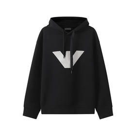EMPORIO ARMANI 阿玛尼 男士棉质鹰徽标印花连帽长袖卫衣 黑色 6L1MM6 1JHSZ 0999