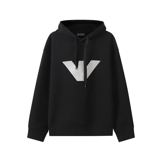 EMPORIO ARMANI 阿玛尼 男士棉质鹰徽标印花连帽长袖卫衣 黑色 6L1MM6 1JHSZ 0999 商品图0