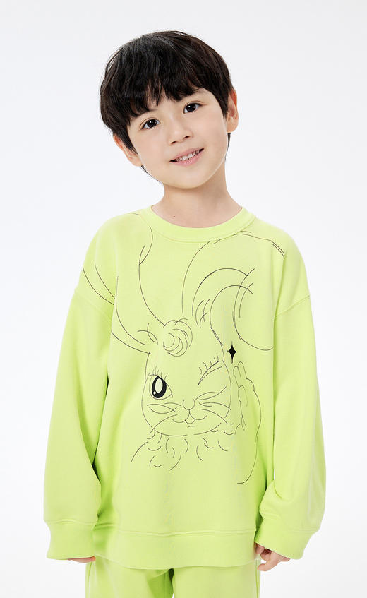 JNBY  23年春款  全棉兔子印花圆领套头卫衣  1N2414860 商品图9