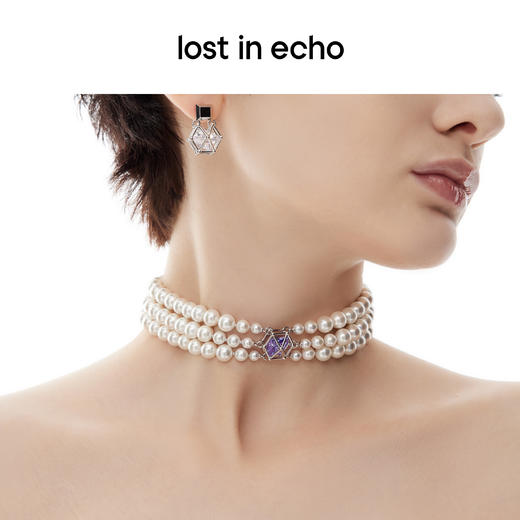 [捡漏价]lost in echo设计师款宝石猎人三层珍珠彩色锆石盒子chocker项链 商品图2
