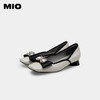 MIO米奥英伦风方头粗跟小单鞋蝴蝶结钻饰牛皮革浅口单鞋芭蕾舞鞋M231413921 商品缩略图4