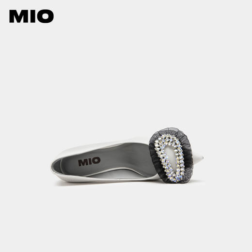 MIO米奥春季尖头高跟舒适显瘦单鞋闪钻轻纱优雅时髦高跟鞋女 M231400310 商品图2