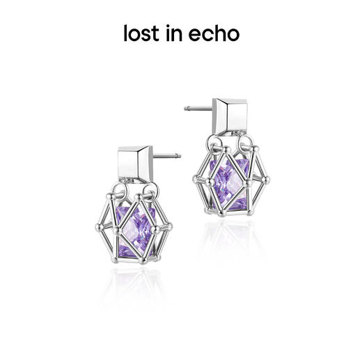lost in echo原创设计师款时尚宝石猎人简约彩色锆石盒子耳环耳坠 商品图1