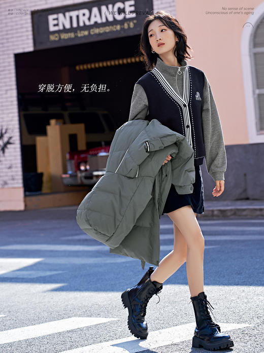 【冬装尝新005】【羽绒服合集】TOYOUTH保暖羽绒服女2022冬季新款复古拼色保暖遮胯保暖连帽外套 商品图2