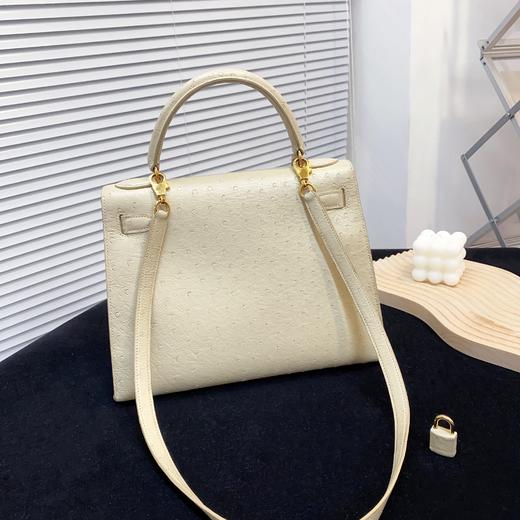 爱马仕 Kelly28 鸵鸟皮 冰川白 手提包 商品图3