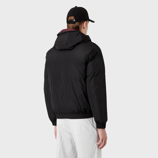 EMPORIO ARMANI 阿玛尼 男士鹰徽标双面穿拉链连帽羽绒服 黑色/紫红色 6L1BP3 1NNBZ 0039 商品图2