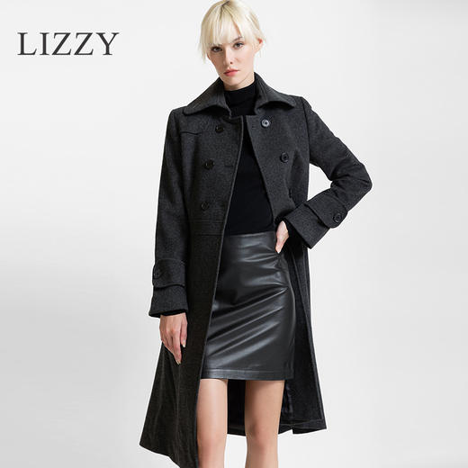 LIZZY 秋冬绵羊毛双排扣翻领大衣6398 商品图0