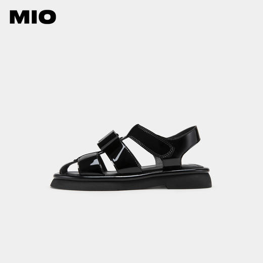MIO米奥百搭包头平跟魔术贴凉鞋复古时髦通勤罗马凉鞋编织鞋女鞋M233100740 商品图2