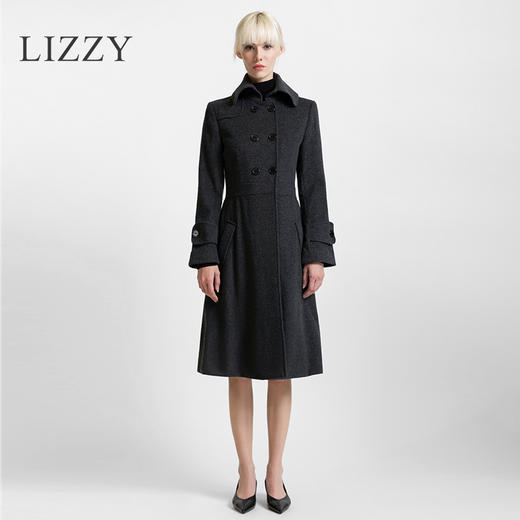 LIZZY 秋冬绵羊毛双排扣翻领大衣6398 商品图1