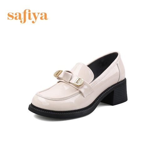 Safiya/索菲娅 甜酷少女蝴蝶结2023年春季新款中跟漆皮厚底乐福鞋 SF31112134 商品图12