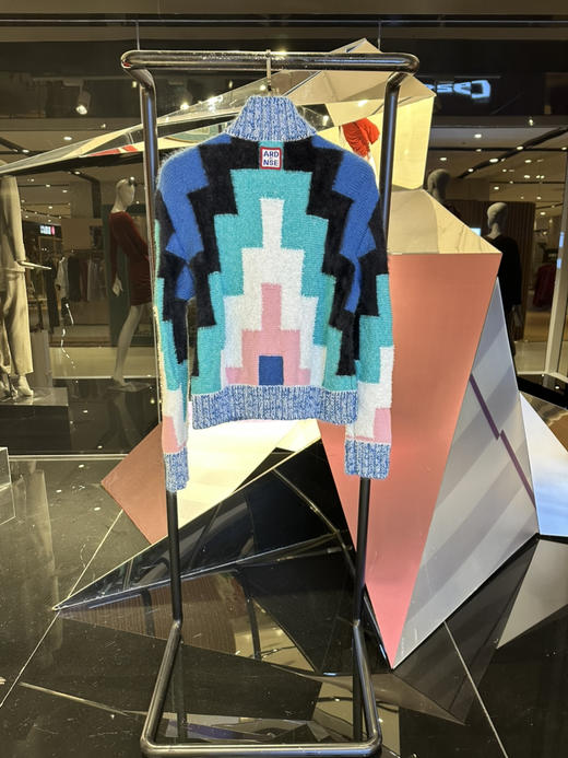 几何拼色立领开衫 商品图2