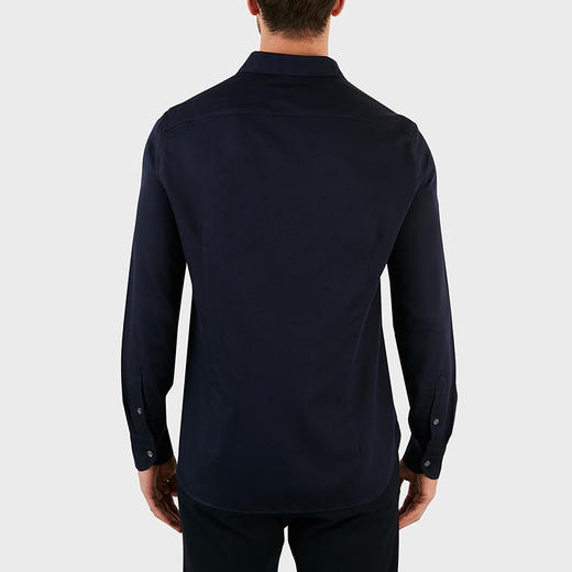 EMPORIO ARMANI 阿玛尼 男士棉质徽标印花修身长袖衬衫 深蓝色 6L1C86 1N8JZ F918 商品图3