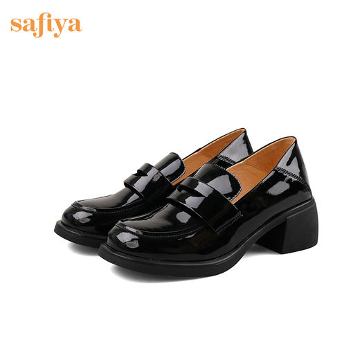 Safiya/索菲娅 复古粗高跟2023年春季新款一脚蹬百搭英伦JK小皮鞋 SF31112413 商品图12