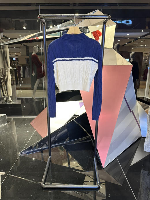 海军风拼色针织开衫 商品图1