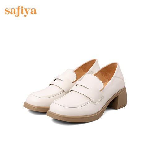 Safiya/索菲娅 复古粗高跟2023年春季新款一脚蹬百搭英伦JK小皮鞋 SF31112413 商品图11