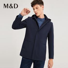 MD名盾商务男装秋冬新品中长款可卸帽夹克抗皱爸爸装外套男