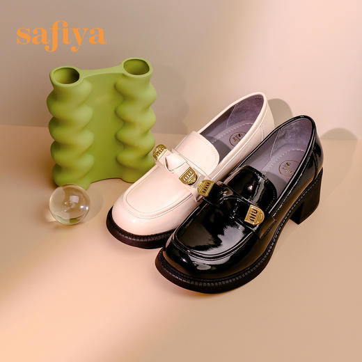 Safiya/索菲娅 甜酷少女蝴蝶结2023年春季新款中跟漆皮厚底乐福鞋 SF31112134 商品图9
