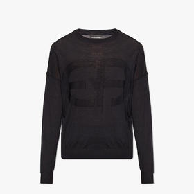 EMPORIO ARMANI 阿玛尼 男士徽标印花羊毛圆领长袖针织衫 深蓝色 6L1MX7 1MMVZ 0920