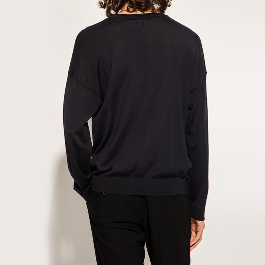 EMPORIO ARMANI 阿玛尼 男士徽标印花羊毛圆领长袖针织衫 深蓝色 6L1MX7 1MMVZ 0920 商品图2