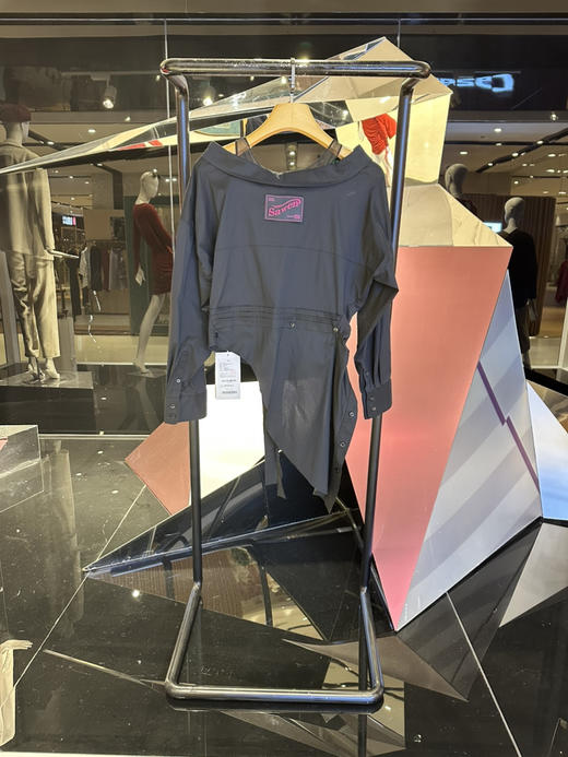 拼接抽褶设计露肩衬衫 商品图1