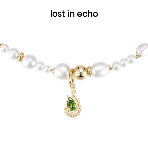 lost in echo原创设计师款宝石猎人水滴坠珍珠锆石镶嵌拼接项链 商品图4