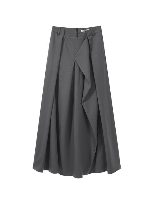 Self Who2023新款不规则结构A字半身裙高腰显瘦梭织垂坠凉感裙子 商品图3