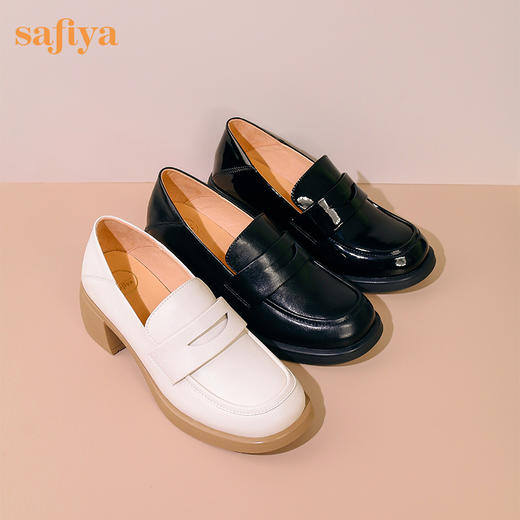 Safiya/索菲娅 复古粗高跟2023年春季新款一脚蹬百搭英伦JK小皮鞋 SF31112413 商品图10