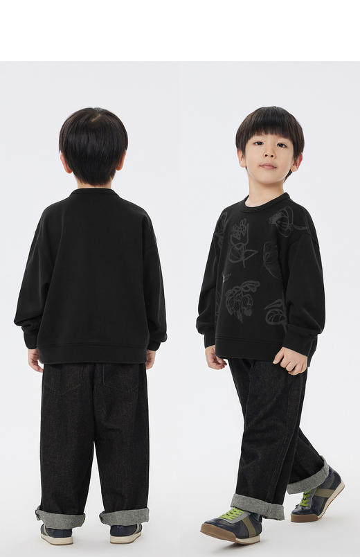 JNBY  23年春款  全棉印花圆领套头卫衣   1N2414700 商品图6