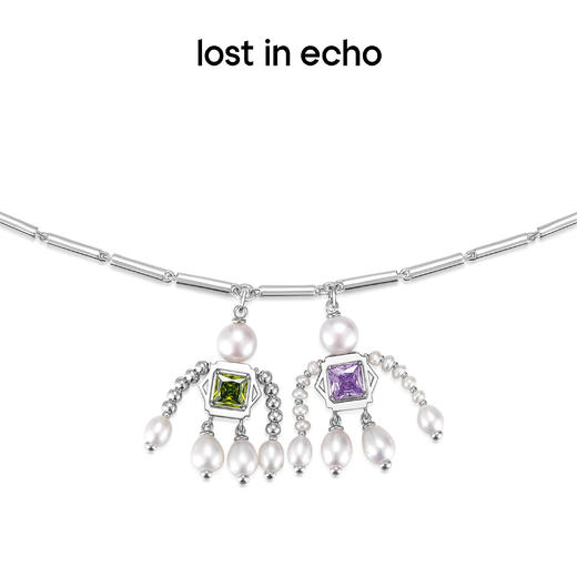 [捡漏价]lost in echo设计师品牌宝石猎人双人金属珠节珍珠拼接项链锁骨链 商品图4