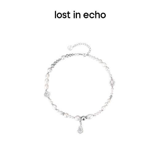 lost in echo原创设计师款宝石猎人水滴坠珍珠锆石镶嵌拼接项链 商品图1