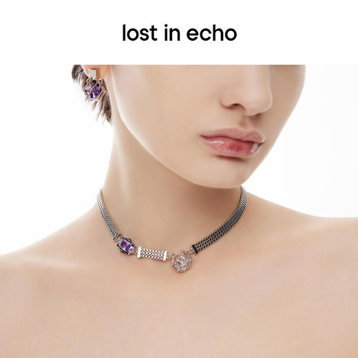 [捡漏价]lost in echo设计师款宝石猎人锆石盒子宽链条chocker项链锁骨链 商品图1
