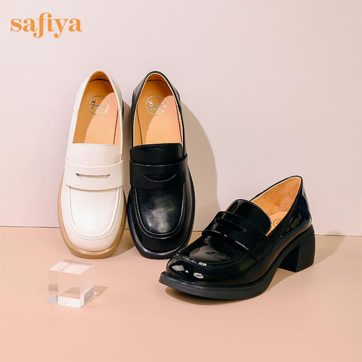 Safiya/索菲娅 复古粗高跟2023年春季新款一脚蹬百搭英伦JK小皮鞋 SF31112413 商品图9