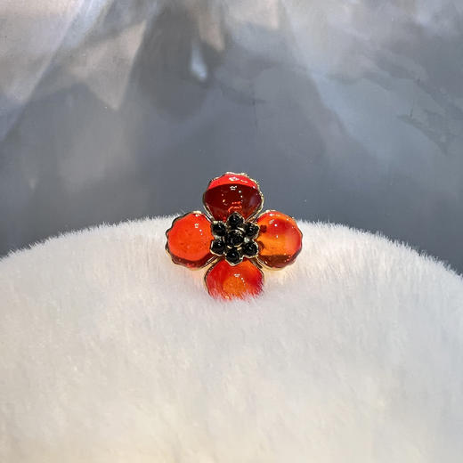 订购5个月到｜Gripoix Paris-Poppy Flower-虞美人 琉璃 戒指（大号）［法国设计师］ 商品图1