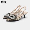 MIO米奥夏季尖头细跟时装凉鞋梦幻钻饰网纱舒适优雅高跟鞋女 M232200306 商品缩略图4