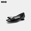 MIO米奥英伦风方头粗跟小单鞋蝴蝶结钻饰牛皮革浅口单鞋芭蕾舞鞋M231413921 商品缩略图1