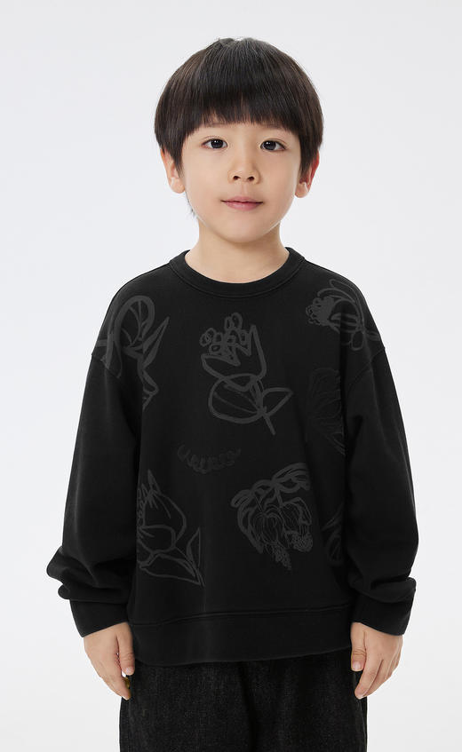 JNBY  23年春款  全棉印花圆领套头卫衣   1N2414700 商品图5