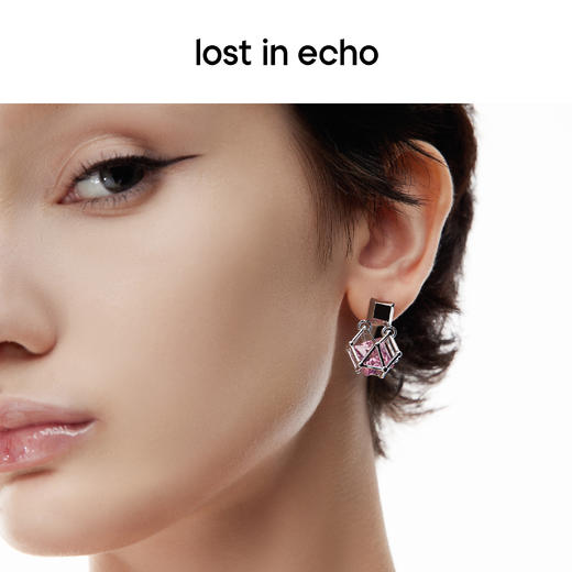 lost in echo原创设计师款时尚宝石猎人简约彩色锆石盒子耳环耳坠 商品图4