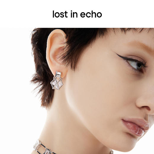 lost in echo原创设计师款时尚宝石猎人简约彩色锆石盒子耳环耳坠 商品图2