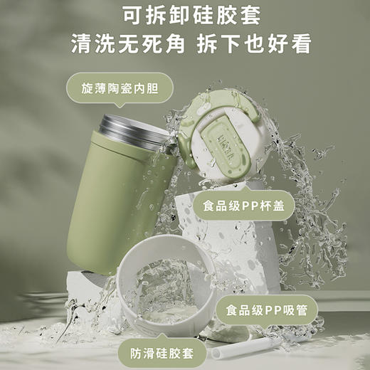 物生物星语晶瓷款保温杯新款一杯双饮咖啡保温杯高颜值陶瓷便携吸管水杯 商品图3