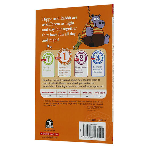 Hippo & Rabbit In Three Short Tales 英文原版童书绘本 学乐英语分级读物Level 1 进口书 5-8岁儿童英文全彩故事书 平装 商品图1