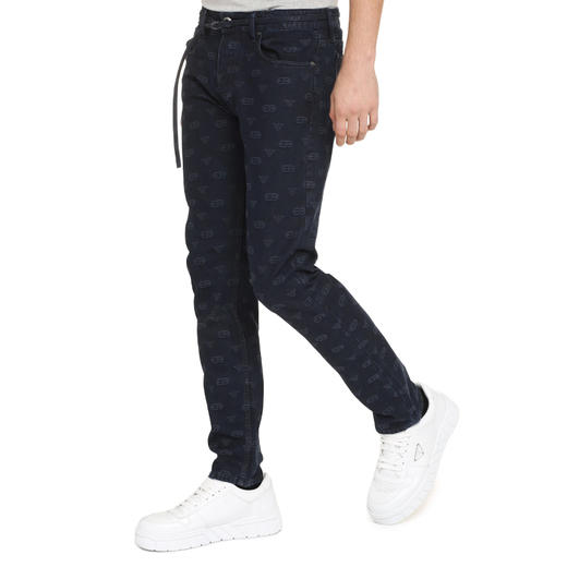 EMPORIO ARMANI 阿玛尼 男士棉质徽标印花直筒休闲牛仔裤 深蓝色 6L1J75 1DMAZ 0920 商品图2