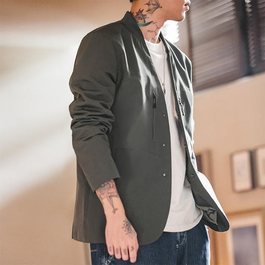 【硬朗廓形 通勤穿搭】灰色西装夹克机能西服 商品图3