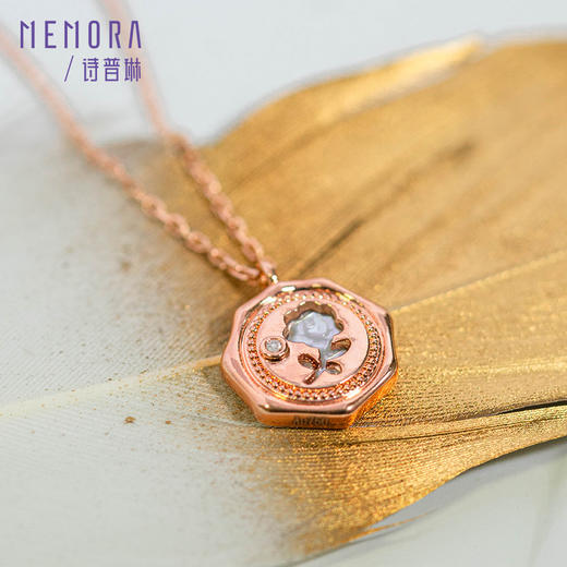 玫瑰花牌18k金女彩金钻石吊坠火漆玫瑰花朵双面佩戴挂坠七夕情人节礼物MEMORA诗普琳KPE01101（线上款） 商品图2