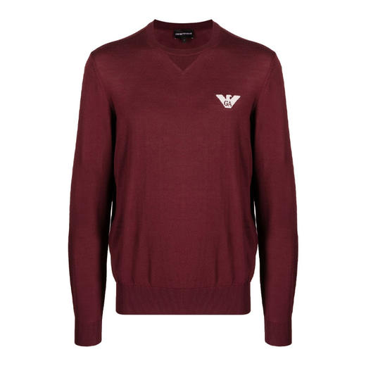 EMPORIO ARMANI 阿玛尼 男士徽标印花羊毛圆领长袖针织衫 紫红色 6L1MXG 1MJVZ 0397 商品图0