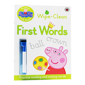 粉红猪小妹学单词 英文原版绘本 Peppa Pig Wipe Clean First Words 小猪佩奇擦擦书 可擦写英文练习册 英文版进口原版英语书籍
