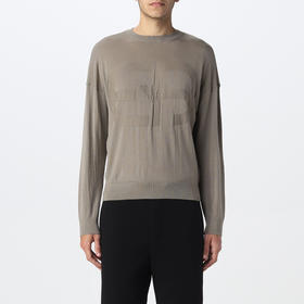 EMPORIO ARMANI 阿玛尼 男士徽标印花羊毛圆领长袖针织衫 卡其色 6L1MX7 1MMVZ 0137