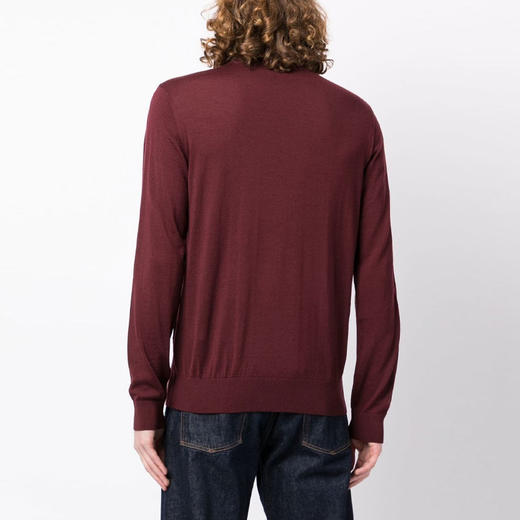 EMPORIO ARMANI 阿玛尼 男士徽标印花羊毛圆领长袖针织衫 紫红色 6L1MXG 1MJVZ 0397 商品图2