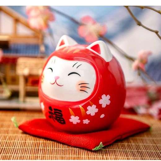 药师窑达摩招财猫存钱罐陶瓷摆件生日开业礼物 商品图7