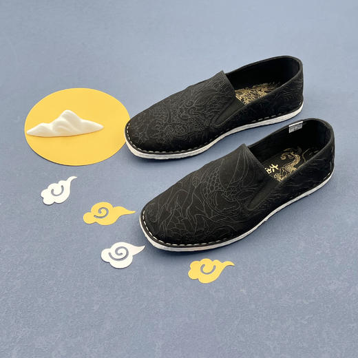 内联升男鞋手工单鞋千层底大内联升卯足绣花松紧口大边布鞋DN8525 商品图6