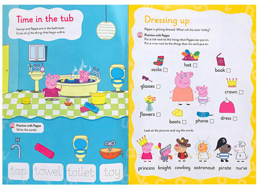 粉红猪小妹学单词 英文原版绘本 Peppa Pig Wipe Clean First Words 小猪佩奇擦擦书 可擦写英文练习册 英文版进口原版英语书籍 商品图1